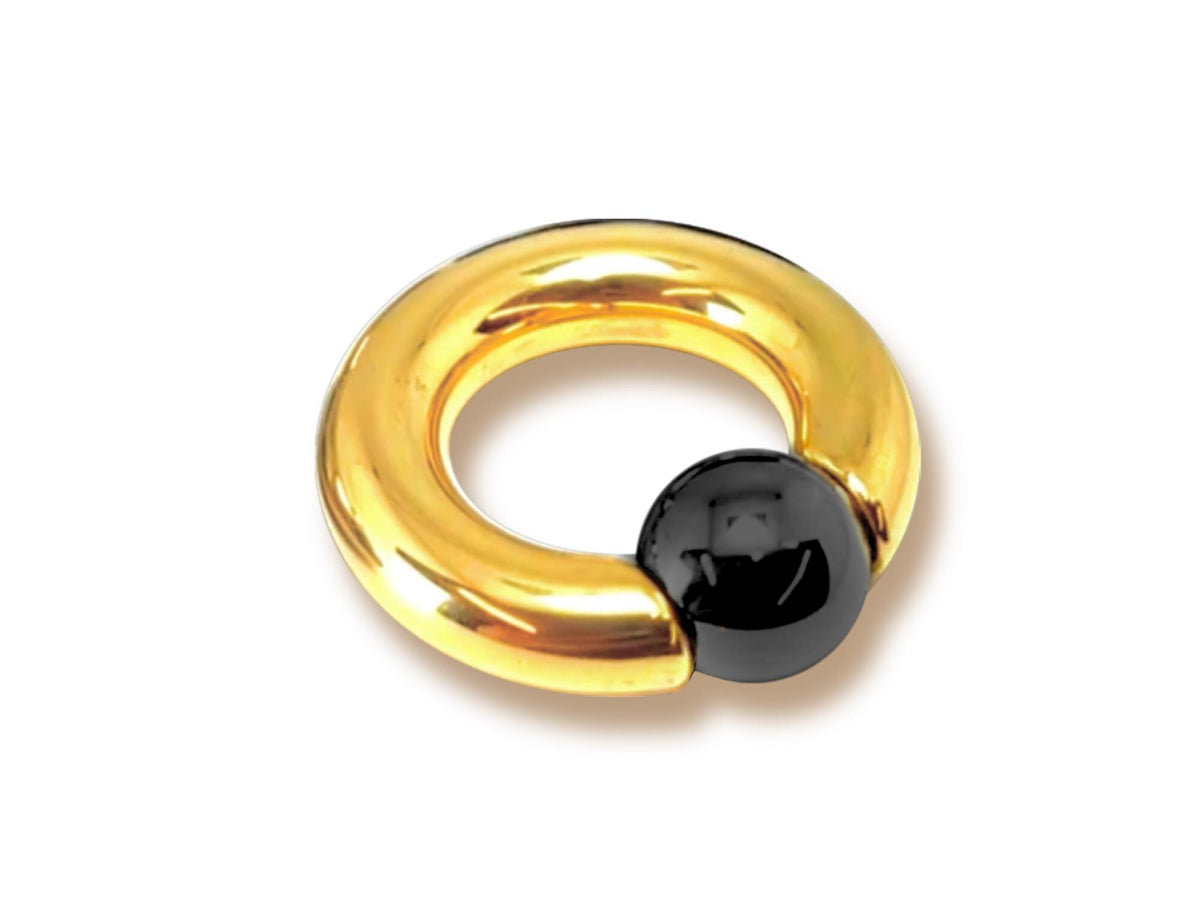 14K Gold, Titanium Ball Closure Ring: Prince Albert (2ga to 00ga Single Unit) Body Jewelry