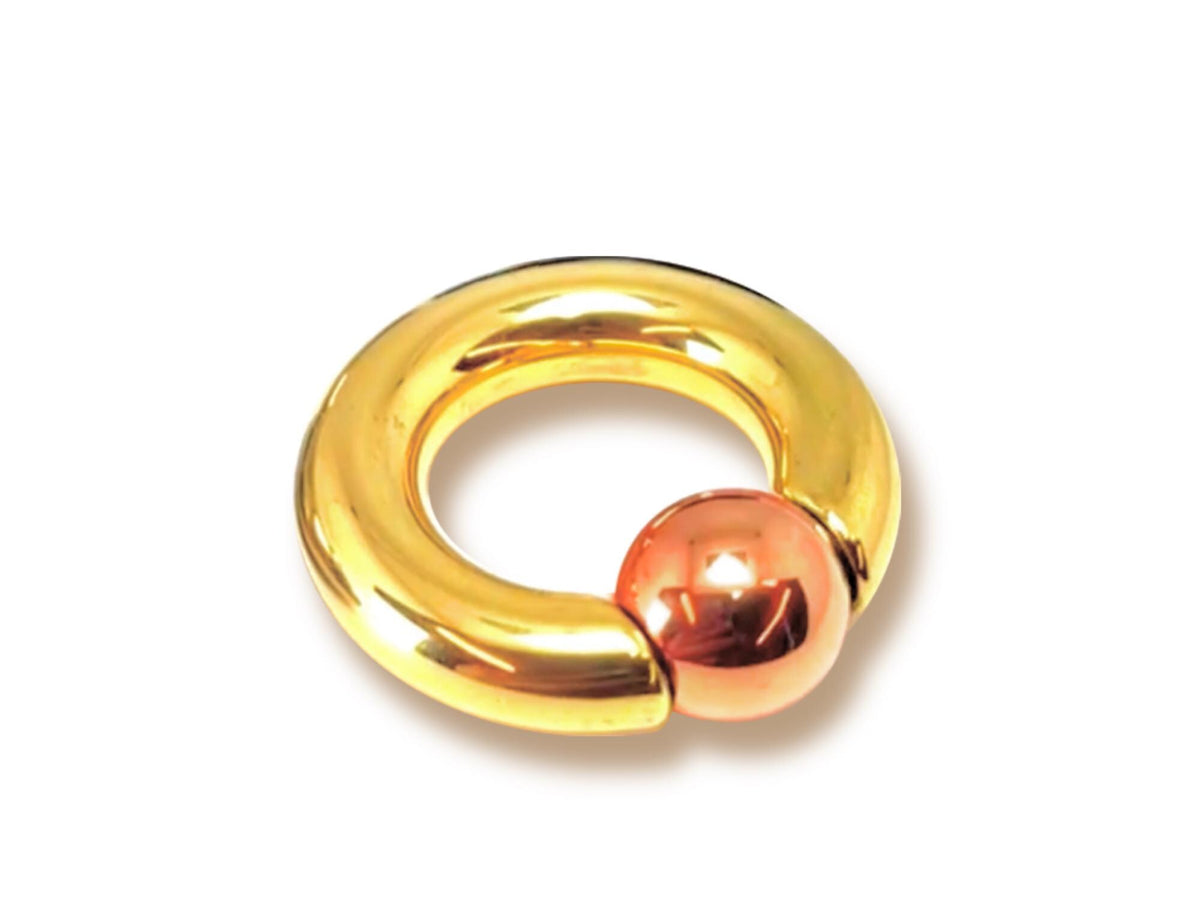 14K Gold, Titanium Ball Closure Ring: Prince Albert (2ga to 00ga Single Unit) Body Jewelry