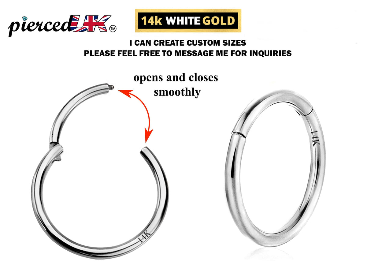 14K White Gold Septum Ring: Hinged Clicker, 18g 16g