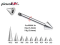 Spike Barbell: Surgical Steel Industrial Piercing (16g, 14g)