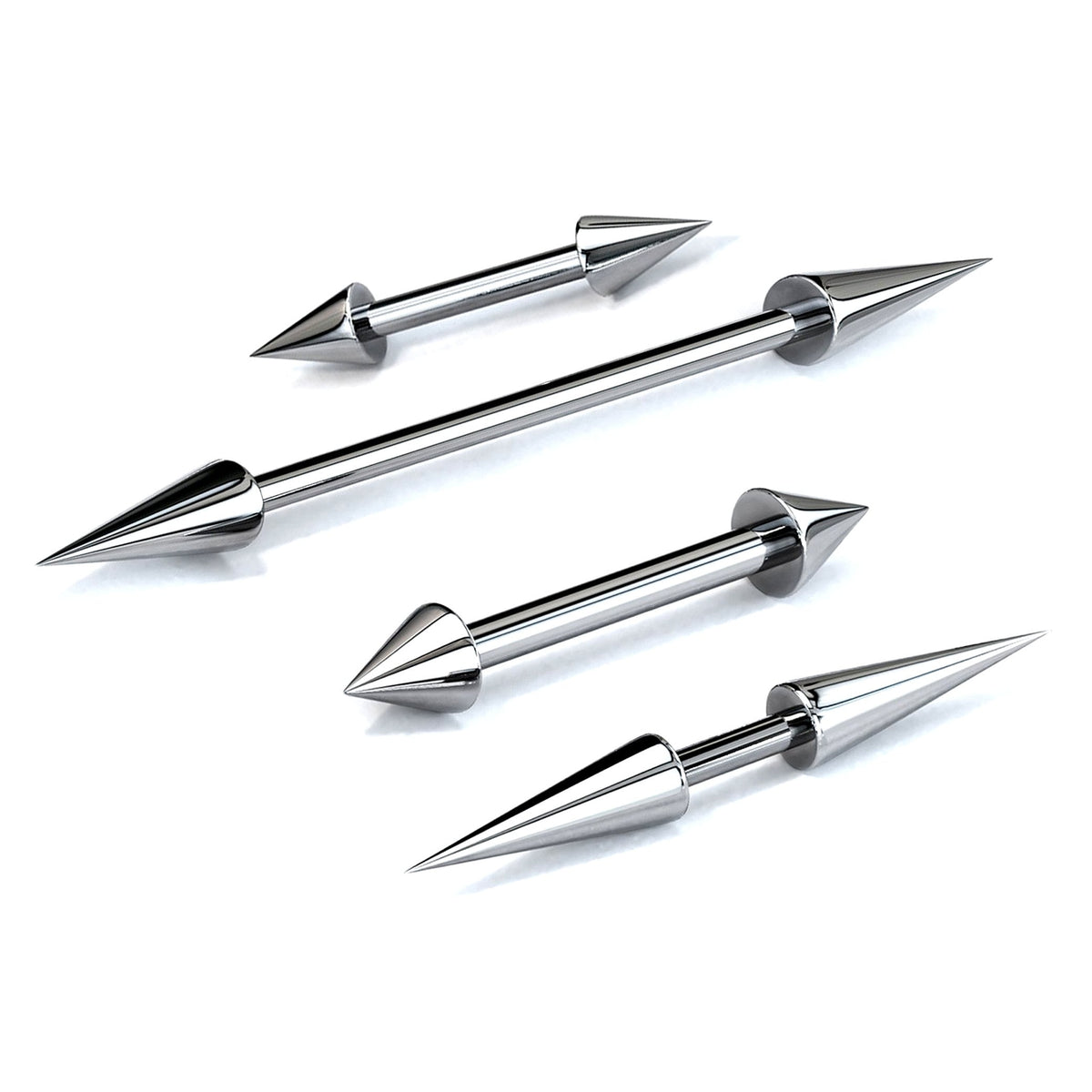Spike Barbell: Surgical Steel Industrial Piercing (16g, 14g)