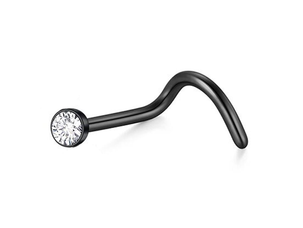 Titanium Nose Screw: 20G with CZ Crystal (2mm)