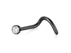 Titanium Nose Screw: 20G with CZ Crystal (2mm)