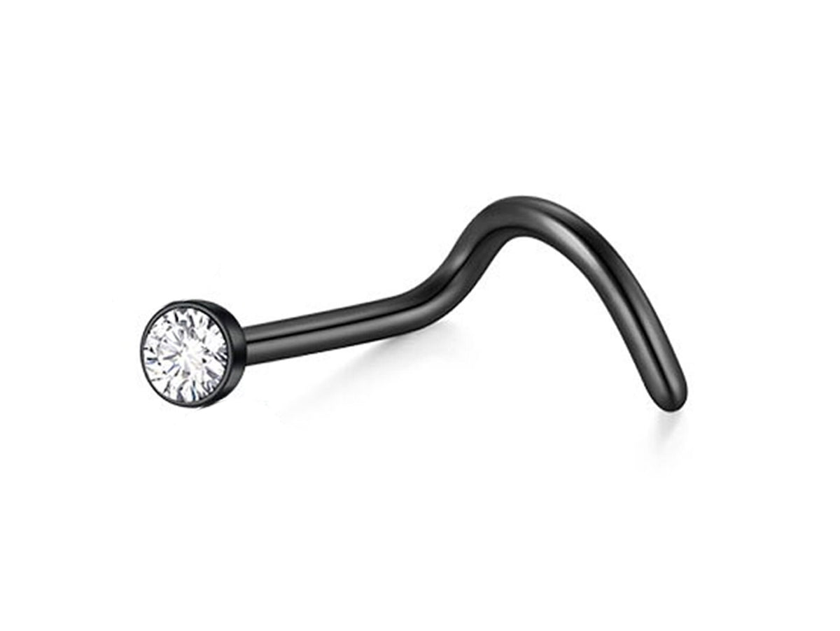 Titanium Nose Screw: 20G with CZ Crystal (2mm)