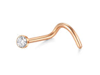 Titanium Nose Screw: 20G with CZ Crystal (2mm)