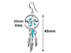 Handmade Silver Dreamcatcher Earrings with Genuine Turquoise, Coral, Onyx & Lapis Beads – Dangle Hook Design