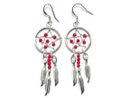 Handmade Silver Dreamcatcher Earrings with Genuine Turquoise, Coral, Onyx & Lapis Beads – Dangle Hook Design