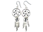 Handmade Silver Dreamcatcher Earrings with Genuine Turquoise, Coral, Onyx & Lapis Beads – Dangle Hook Design