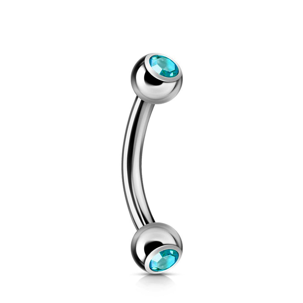 Double Jeweled Curved Barbell: Surgical Steel Piercing (18g-14g)