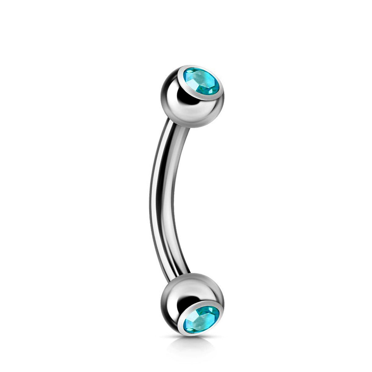 Double Jeweled Curved Barbell: Surgical Steel Piercing (18g-14g)