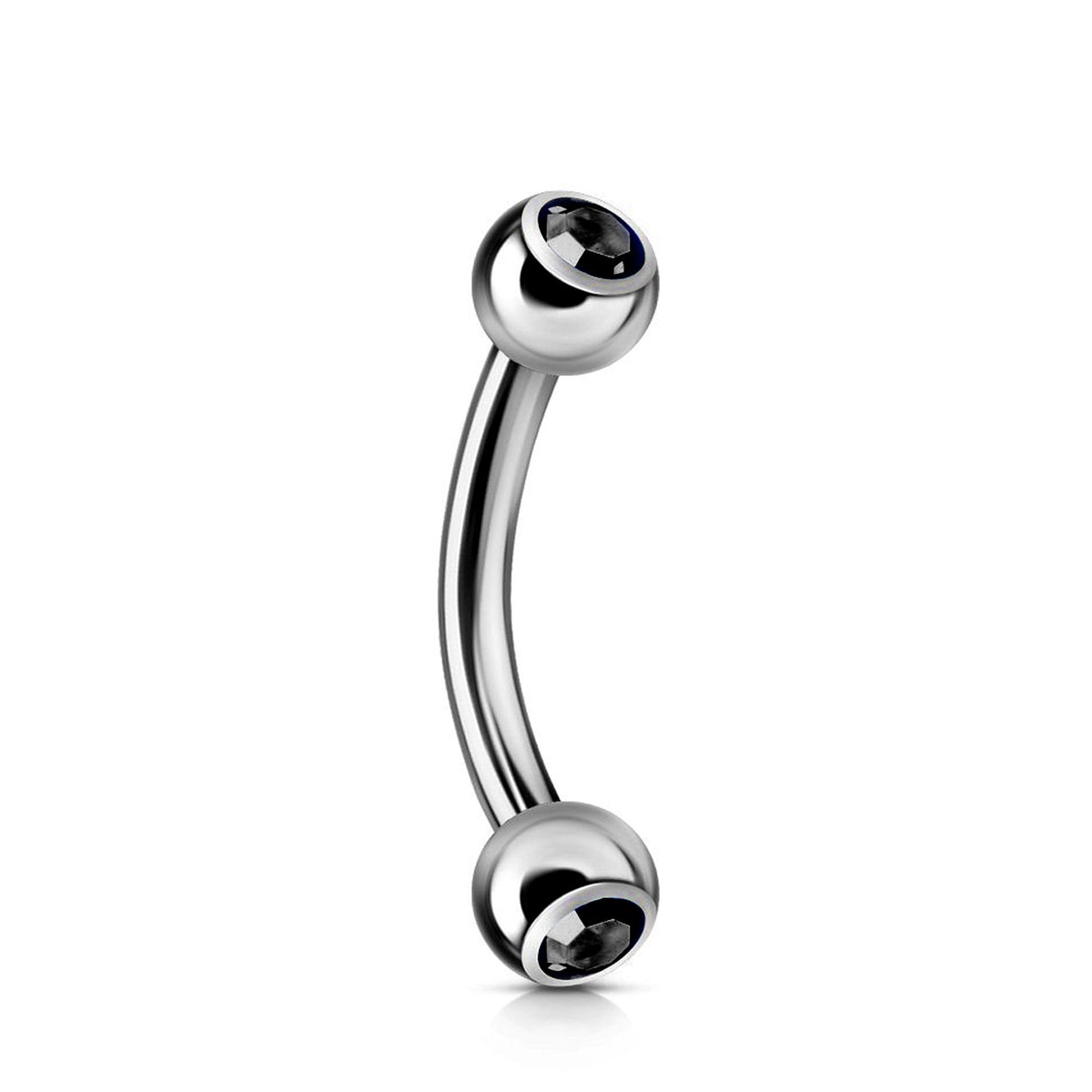 Double Jeweled Curved Barbell: Surgical Steel Piercing (18g-14g)