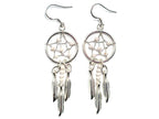 Handmade Silver Dreamcatcher Earrings with Genuine Turquoise, Coral, Onyx & Lapis Beads – Dangle Hook Design