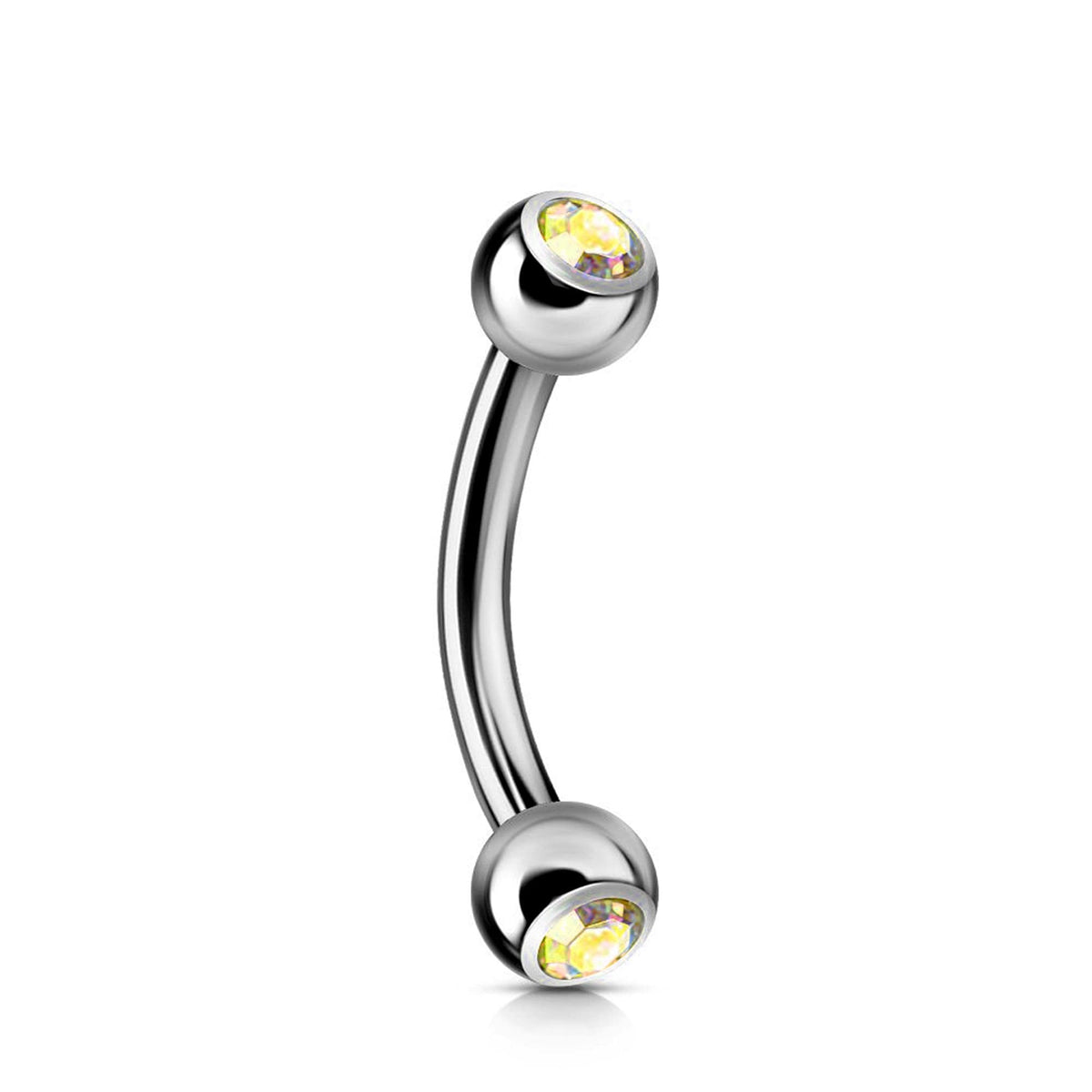 Double Jeweled Curved Barbell: Surgical Steel Piercing (18g-14g)