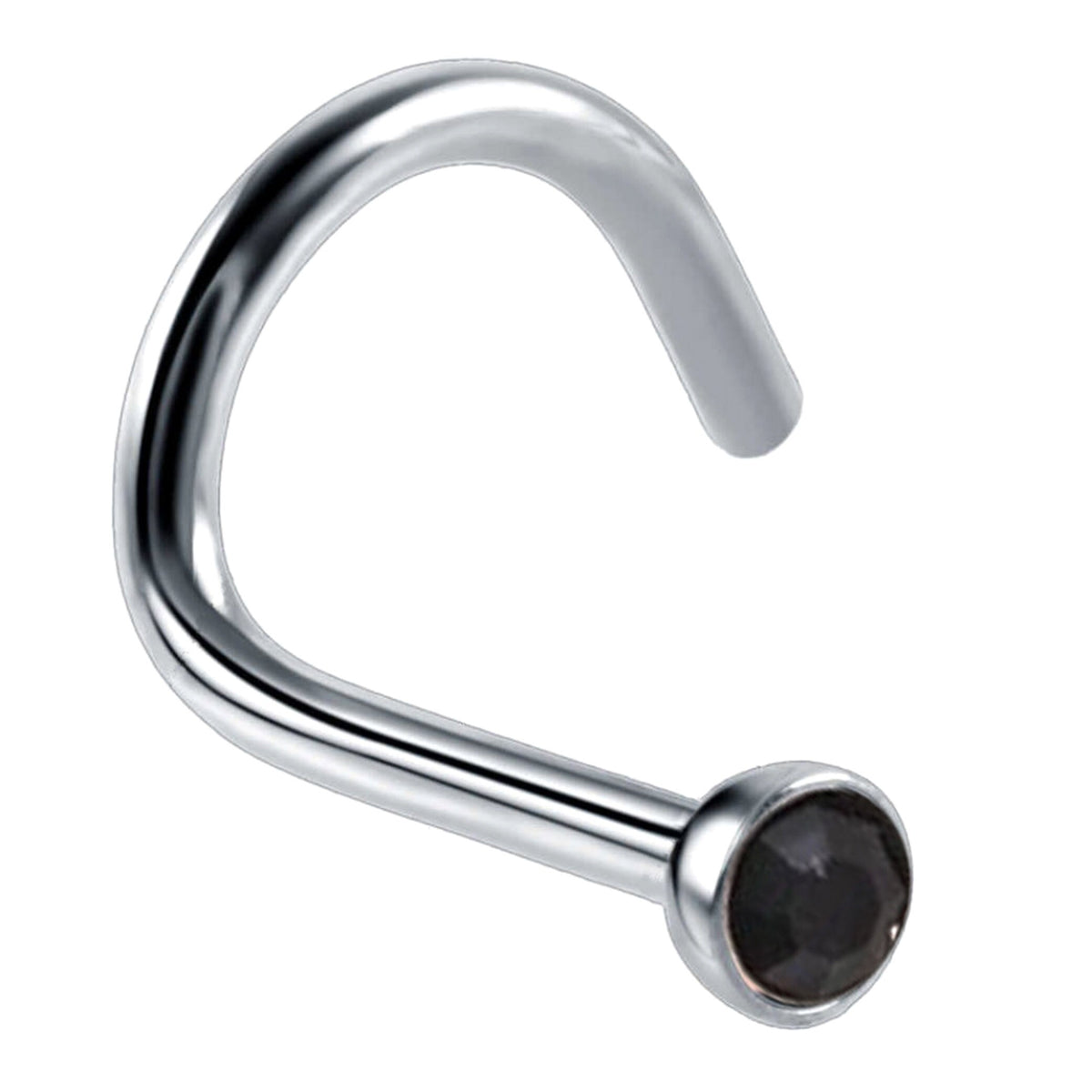 CZ Crystal Nose Stud: 18g Surgical Steel Nostril Screw Ring
