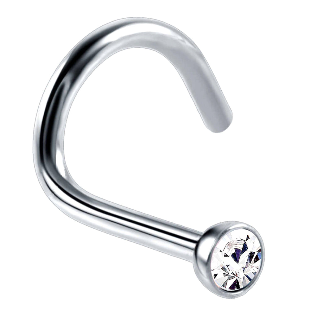 CZ Gem Nostril Screw: 16g Surgical Steel Nose Stud