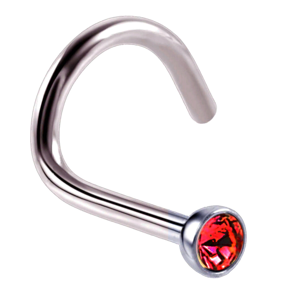CZ Gem Nostril Screw: 16g Surgical Steel Nose Stud