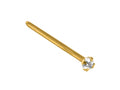 18K Solid Gold Nose Stud: Crystal Prong Set, 23g