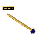 18K Solid Gold Nose Stud: Crystal Prong Set, 23g