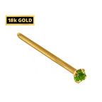 18K Solid Gold Nose Stud: Crystal Prong Set, 23g
