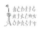 Initial Belly Ring: Sterling Silver Alphabet Dangle, Internally Threaded