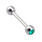 Titanium Barbell Piercing with Single Gem Balls: 14g-18g, 6mm-24mm