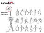 Initial Belly Ring: Sterling Silver Alphabet Dangle, Internally Threaded