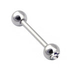 Titanium Barbell Piercing with Single Gem Balls: 14g-18g, 6mm-24mm