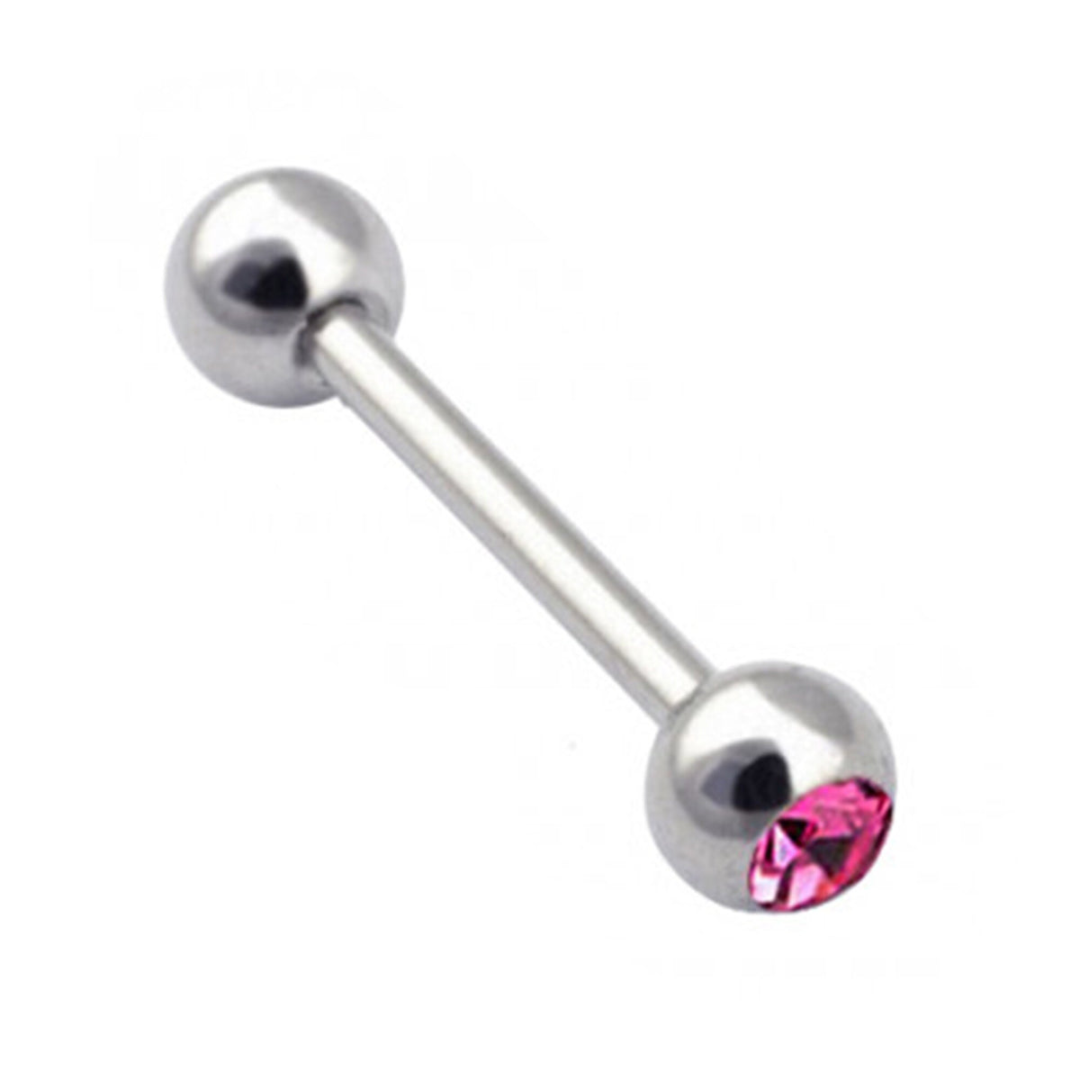 Titanium Barbell Piercing with Single Gem Balls: 14g-18g, 6mm-24mm