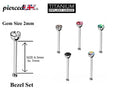 Titanium Nose Bone Stud: Bezel CZ Crystal Nose Piercing (24g 20g 18g)