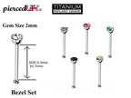 Titanium Nose Bone Stud: Bezel CZ Crystal Nose Piercing (24g 20g 18g)