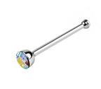 Titanium Nose Bone Stud: Bezel CZ Crystal Nose Piercing (24g 20g 18g)