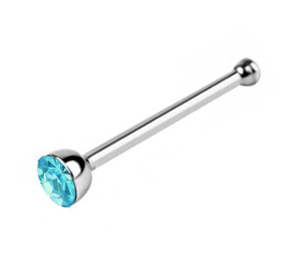 Titanium Nose Bone Stud: Bezel CZ Crystal Nose Piercing (24g 20g 18g)