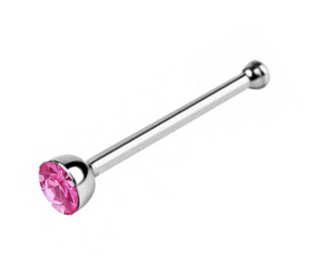 Titanium Nose Bone Stud: Bezel CZ Crystal Nose Piercing (24g 20g 18g)