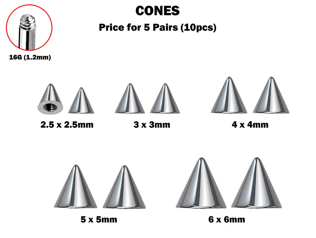 Titanium Spike Piercing: 16g/14g Threaded Cone Replacement