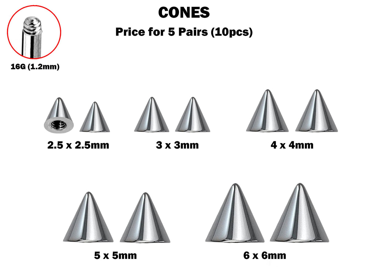Titanium Spike Piercing: 16g/14g Threaded Cone Replacement