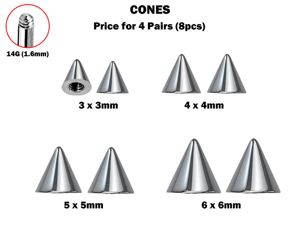 Titanium Spike Piercing: 16g/14g Threaded Cone Replacement