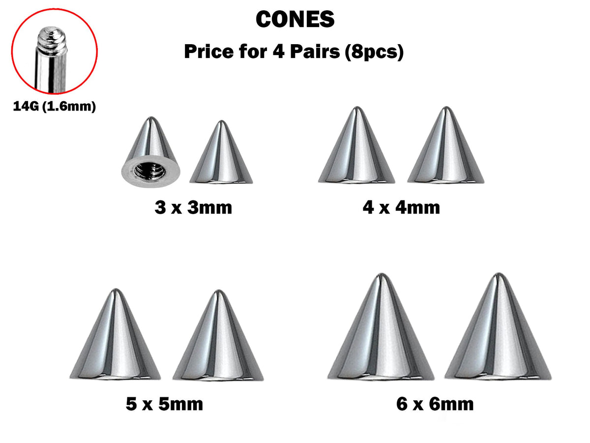 Titanium Spike Piercing: 16g/14g Threaded Cone Replacement