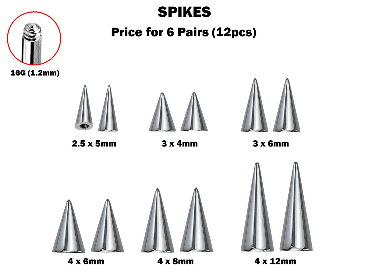 Titanium Spike Piercing: 16g/14g Threaded Cone Replacement