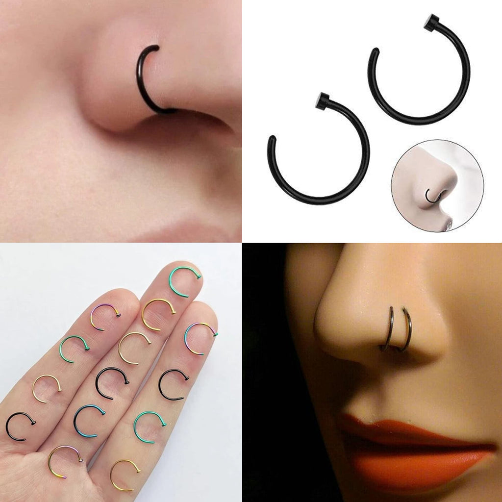 Titanium Nose Hoop: Hypoallergenic C-Type Nose Ring - 20g-14g, 6mm-12mm