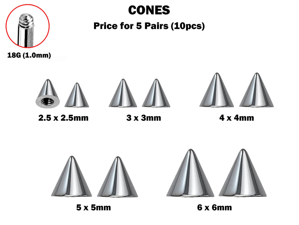 Titanium Spike Piercing: 16g/14g Threaded Cone Replacement