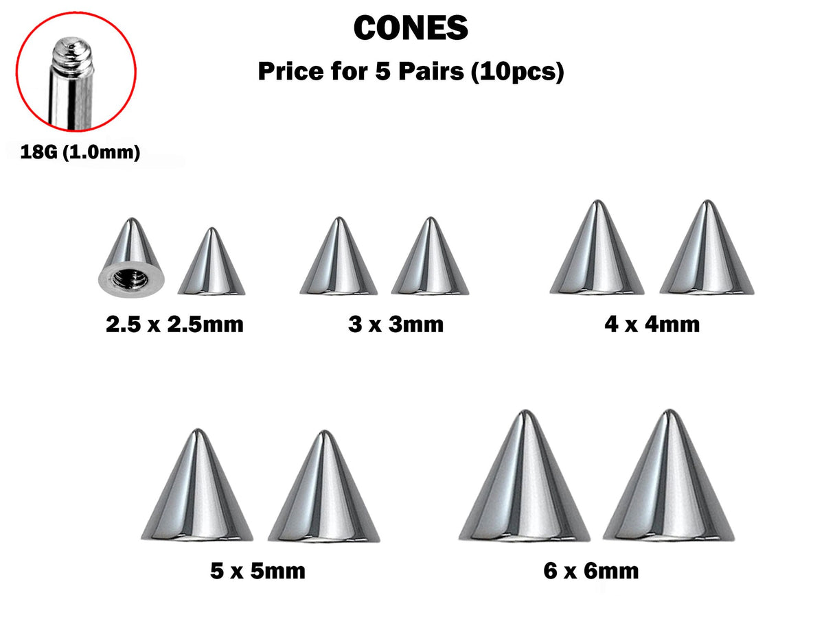 Titanium Spike Piercing: 16g/14g Threaded Cone Replacement