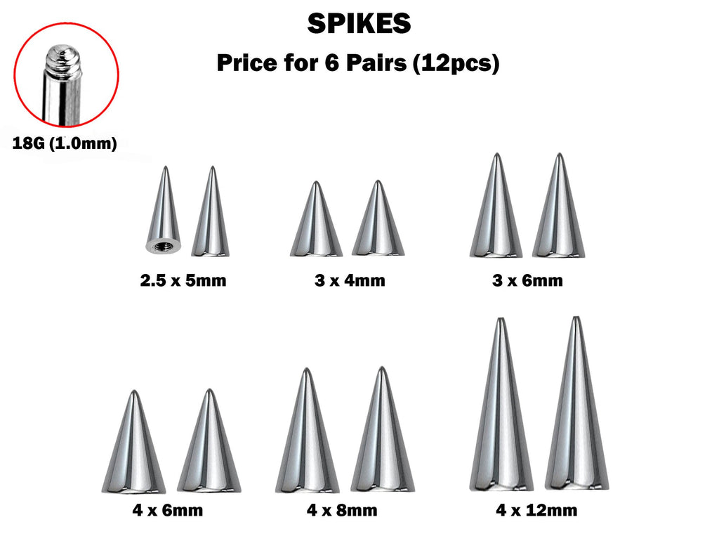 Titanium Spike Piercing: 16g/14g Threaded Cone Replacement