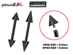 Black Titanium Spike Barbell: Internally Threaded Cartilage Piercing (16G 14G)