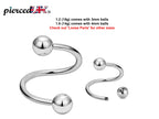 Surgical Steel Spiral Barbell: 16g/14g Twist Piercing