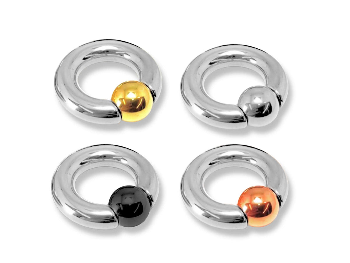 14K White Gold, Titanium Prince Albert Ring: Captive Bead CBR Body Jewelry