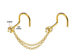 14K Gold Nasallang Piercing: Crystal Nose Stud Chain (20-60mm)