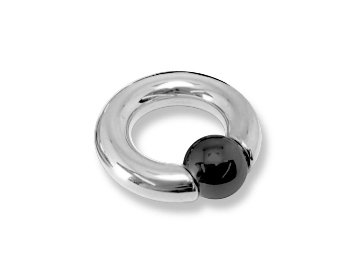 14K White Gold, Titanium Prince Albert Ring: Captive Bead CBR Body Jewelry