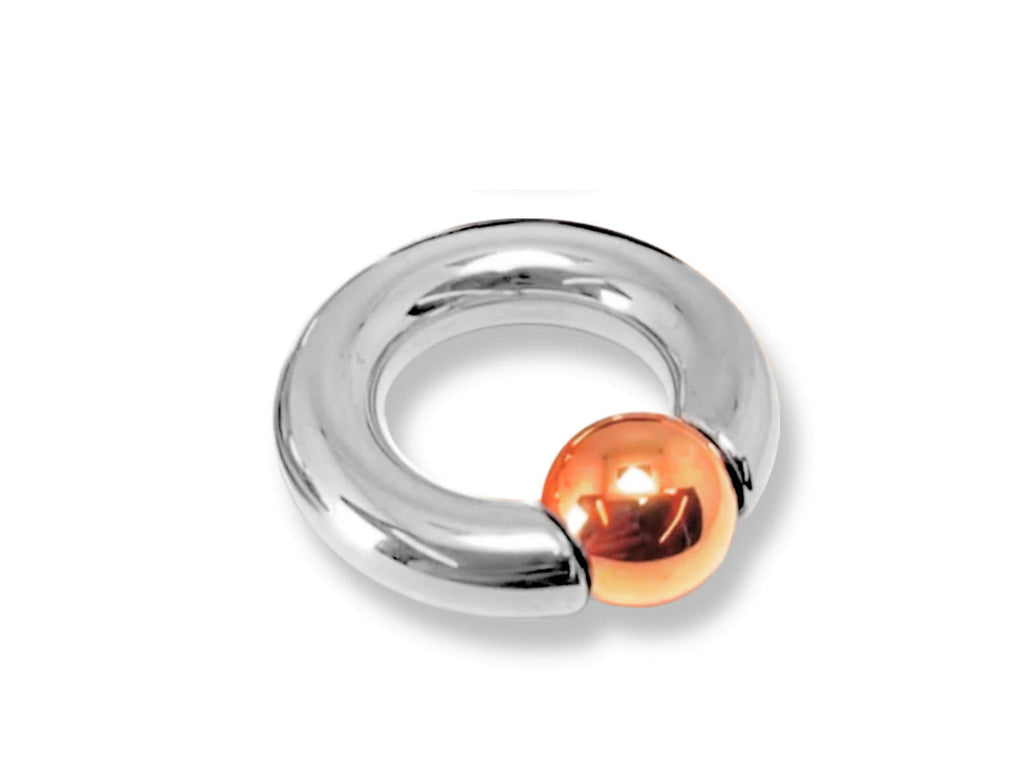 14K White Gold, Titanium Prince Albert Ring: Captive Bead CBR Body Jewelry