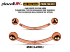14K Rose Gold Curved Barbell: 16G Vertical Labret Piercing