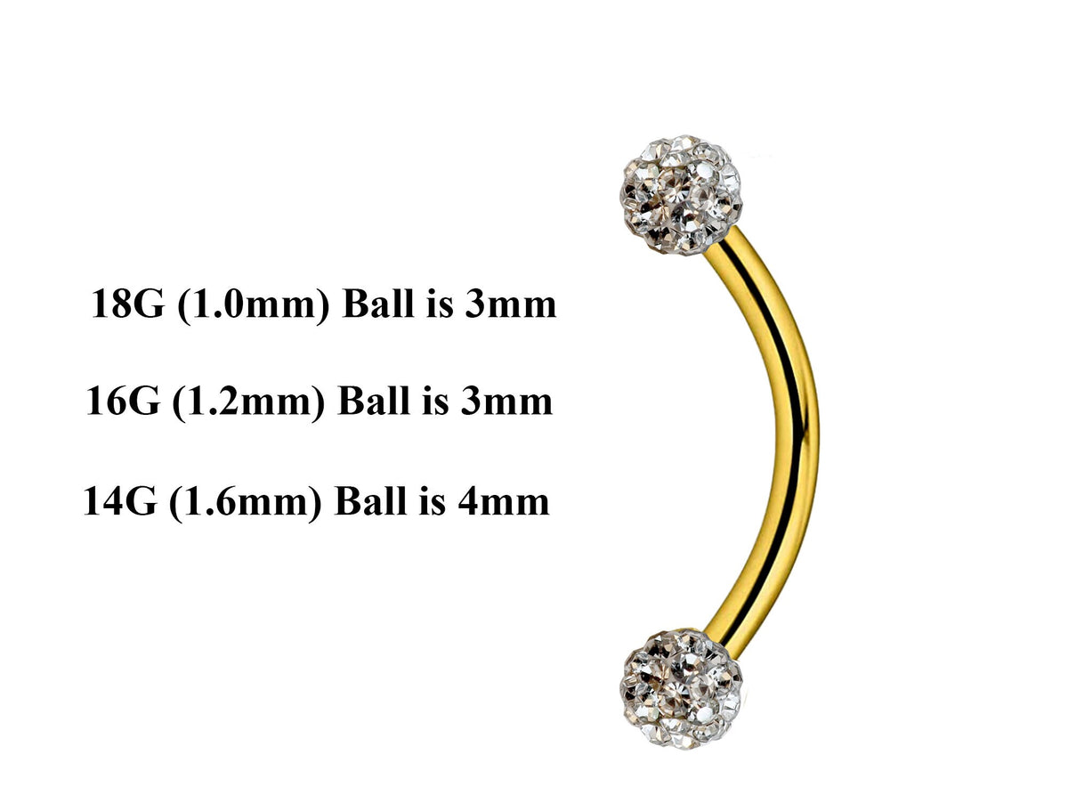 Gold Curved Barbell: Surgical Steel Eyebrow, Daith, Vertical Labret Piercing